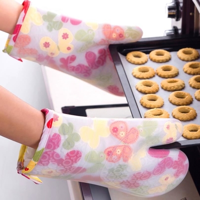 Transparante Silicone Kokende Handschoenen, het Patroon van de de Handschoenenvlinder van de Siliconehitte