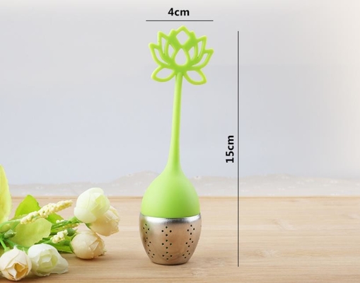 Lotus-van de het Voedselrang van de Bloemvorm de zeef van de het Siliconethee met drukembleem