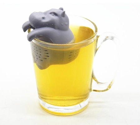 Grijze van de het Voedselrang van het Kleurenhippo Gevormde ontwerp het Siliconethee Infuser