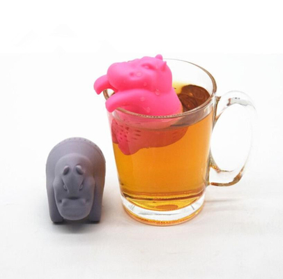 Grijze van de het Voedselrang van het Kleurenhippo Gevormde ontwerp het Siliconethee Infuser