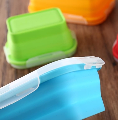 Reeks van 4 de Opvouwbare van de de Opslagcontainer van het Siliconevoedsel doos van de het siliconelunch van FDA voor jonge geitjes